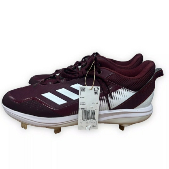 adidas Other - Adidas Icon 7 Metal Baseball Cleats Burgundy White FZ1555 Men’s Size 12.5 Shoes
